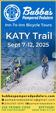 Fully supported Katy Trail bike tour