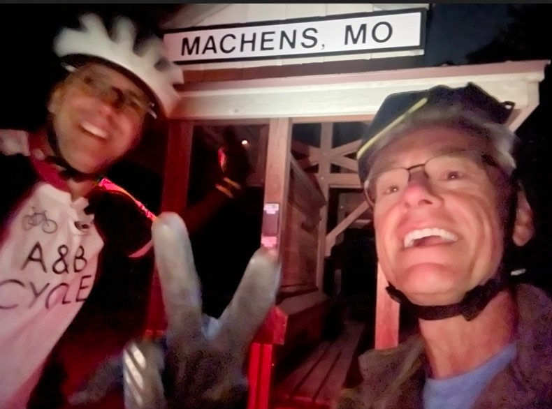 Matt Vogelweid and Ryan Nicholls at the start of their Katy Trail ride in Clinton